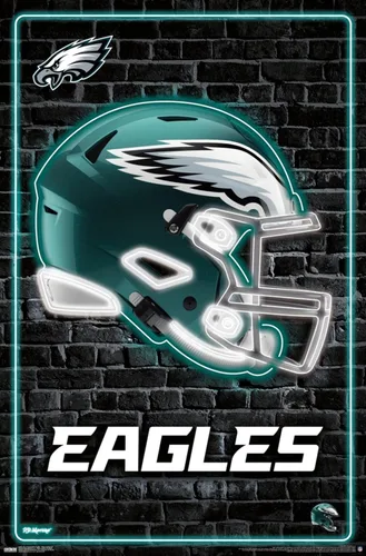 Vista 7 de NFL Philadelphia Eagles - Póster de pared con casco neón 23, 34 pulgadas de largo x 22.4 pulgadas de ancho, versión premium sin marco