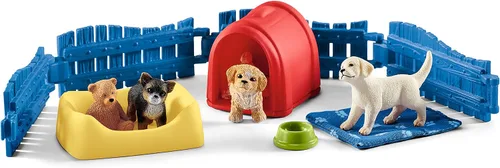Vista 4 de Schleich Farm World Puppy Pen - Juego educativo de 13 piezas para niños de 3 a 8 años