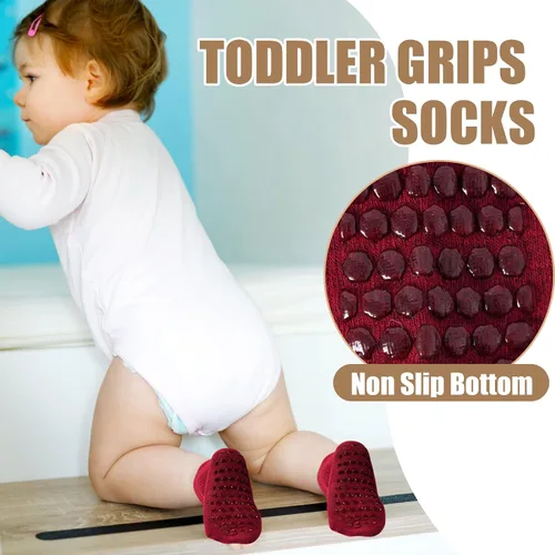 Vista 3 de SkiBeaut 15 pares de calcetines antideslizantes para niños pequeños, calcetines antideslizantes para niños y niñas de 0 a 7 años