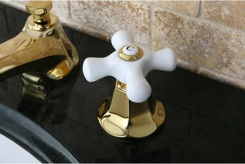 Vista 2 de Kingston Brass KS4462PX Metropolitan Grifo de Lavabo Generalizado con Mango Cruzado de Porcelana, Latón Pulido