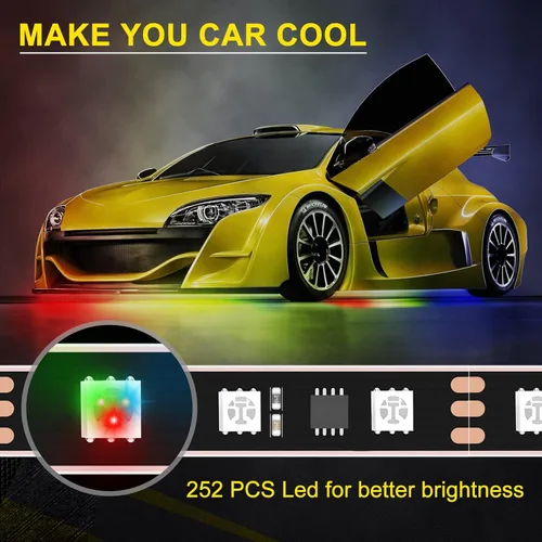 Vista 3 de OPP ULITE Tira de Luz Subterránea para Coche, Color de Persecución de Sueños, Material de Silicona Mejorado, 212 Modos, 252pcs LED, Kit de Luces