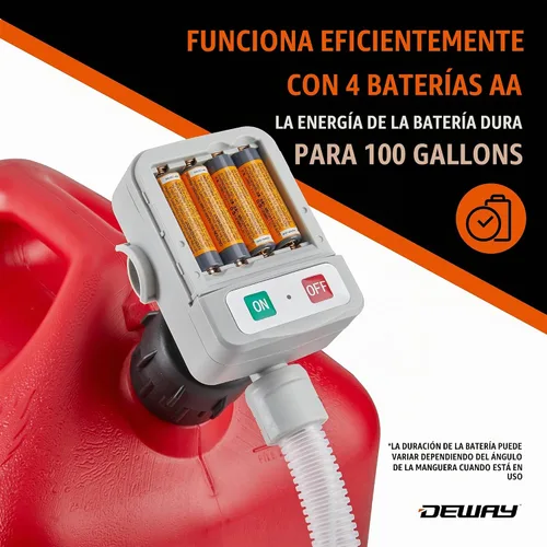 Vista 5 de Bomba de transferencia de combustible DeWay para bidón de gasolina con boquilla de apagado automático de precisión Flujo rápido de 2.4 GPM