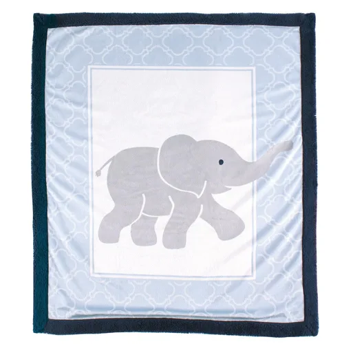 Vista 2 de Luvable Friends Manta unisex de felpa para bebé con respaldo de sherpa, azul, talla única