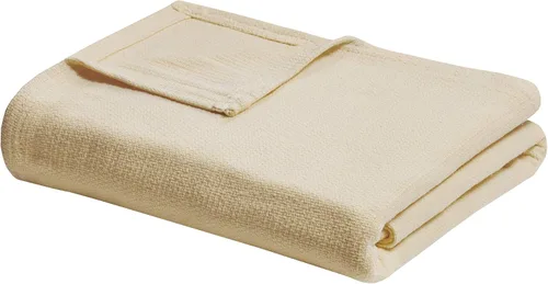 Vista 13 de Madison Park Freshspun Tejido de Cesta Luxury Manta de Algodón Azul 66x90" Tamaño Individual Tejido de Cesta Premium Suave y Acogedora 100% Algodón