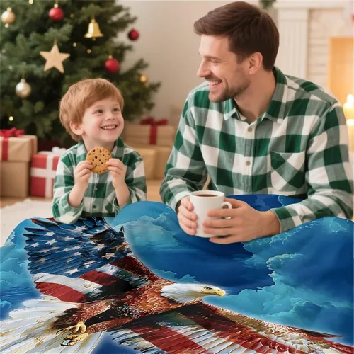 Vista 7 de American Eagle Manta de Vellón Súper Suave y Acogedora Manta de Tiro 40X50 pulgadas, Ligera Difusa Cómoda Texturizada Manta de Franela Manta de Tiro