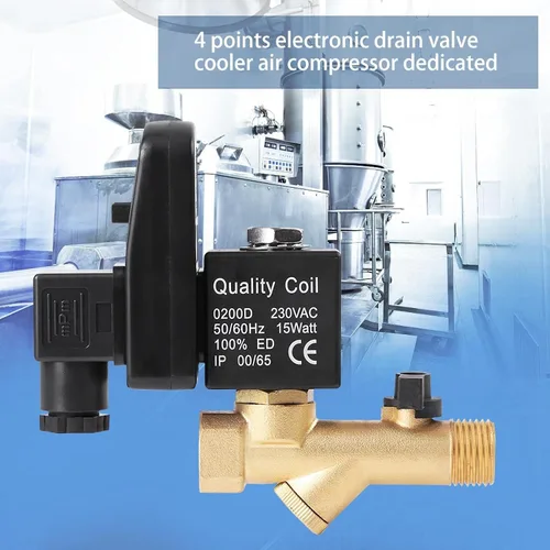 Vista 3 de Válvula de drenaje automática, G1/2 DN15 AC110V Válvula de drenaje cronometrada electrónica automática para gestión de condensados de compresor