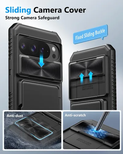 Vista 4 de ATATOO Funda tipo cartera para Google Pixel 10 Pro XL, tarjetero integrado (3-5 tarjetas) [bloqueo RFID] y cubierta de cámara deslizante, protección