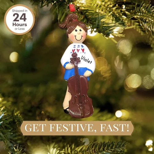 Vista 2 de Adorno personalizado para jugador de violonchelo 2025 Personalización gratuita las 24 horas Adornos musicales de Navidad para árbol Recuerdo