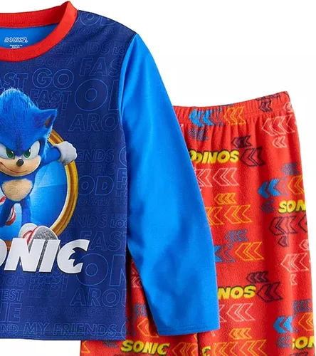 Vista 4 de Sonic The Hedgehog Conjunto de pijama de dos piezas de manga larga para niños Still Unstoppable YellowBlue