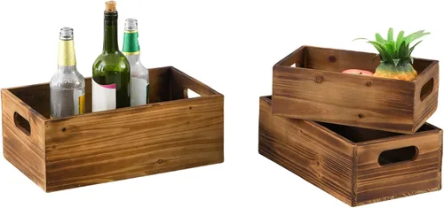 Vista 5 de Juego de 3 cajas de madera de granja, cajas de madera para exhibir Estilo 1