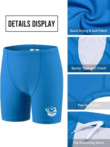Vista 3 de FitsT4 - Traje de baño deportivo para niños y jóvenes, traje de baño competitivo de secado rápido, pantalones cortos de natación atléticos