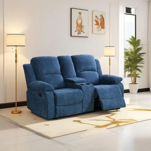 Vista 17 de Conjunto de sofá para sala de Estar, sillón reclinable de cuero transpirable, sofá de 3 plazas para cine en casa con portavasos para apartamento