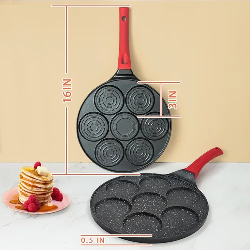 Vista 2 de Sartén para huevos para tortillas, sartén para panqueques de dólares plateados para niños, mini panqueques, sartén antiadherente para desayuno