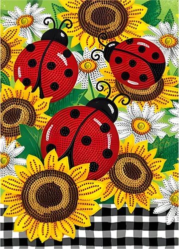 Vista 11 de SENQAO Kits de arte de diamantes de girasoles para adultos, pinturas de puntos de diamante de perforación completa para principiantes, pintura