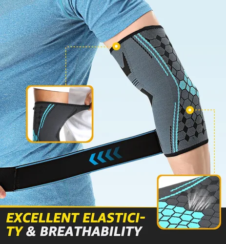 Vista 4 de HiRui Paquete de 2 coderas para hombres y mujeres, coderas de compresión con correas ajustables, codo de golf, tratamiento de brazo