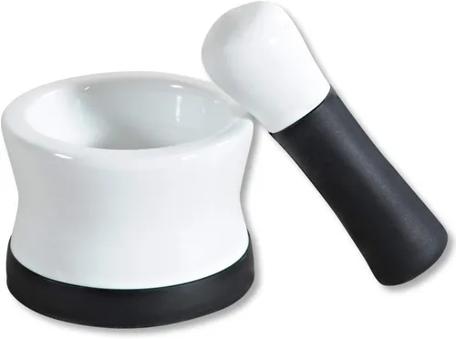 Vista 3 de Kesper Mortero con raqueta, 4.3 x 3.0 in, porcelana, blanco/negro