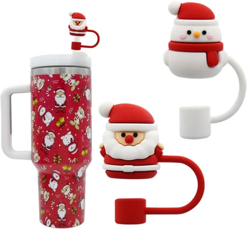 Vista 15 de Tapa con Pajita para Vaso Stanley, Tapa Superior Compatible para Vaso Térmico de 30 y 40 Oz con Asa, 10mm 0.4in Cubiertas de Pajita a Prueba de 2
