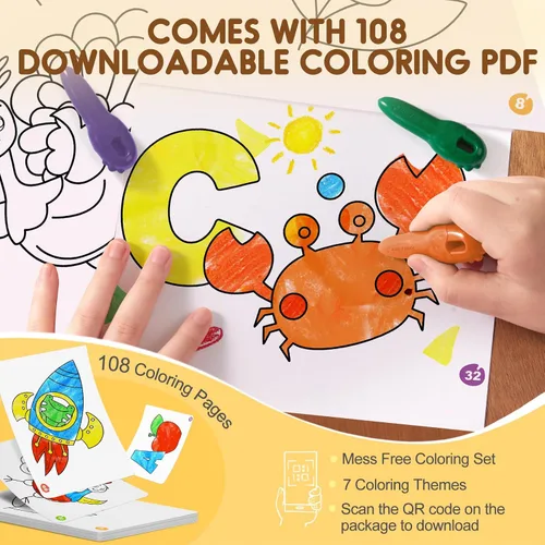 Vista 2 de Crayones de cera de abeja sin desorden para niños pequeños, hechos con cera de abeja 100% pura (12 colores), primeros crayones jumbo no tóxicos