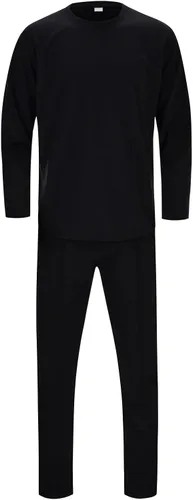 Vista 2 de Masculino Casual Sólido Traje De Dos Piezas Cuello Redondo Manga Larga Top Blusa Traje De Cordón Bolsillo Pantalones Conjunto Brillante Para Hombre