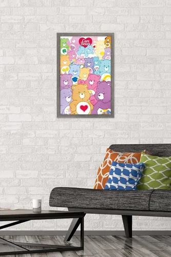 Vista 2 de Trends International Care Bears - Póster de pared de grupo, 14.72 x 22.37 pulgadas, versión enmarcada de madera de granero