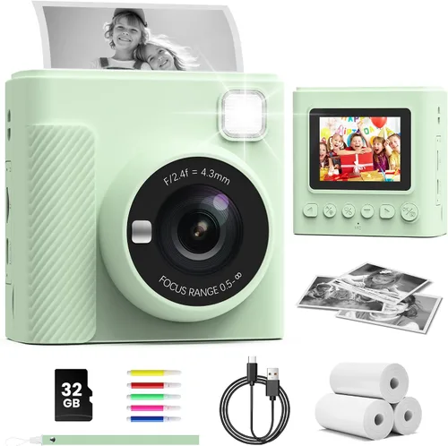 Vista 11 de TIATUA Cámara de Impresión Instantánea para Niños, Regalos de Navidad y Cumpleaños para Niñas y Niños, Cámara Digital de Video HD 1080P para Niños