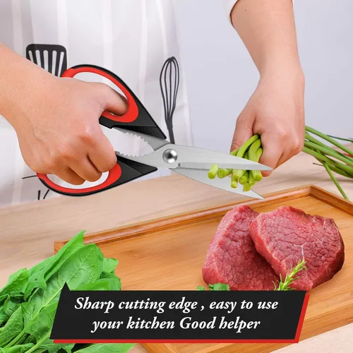Vista 5 de iBayam Paquete de 2 tijeras de cocina con 3 tijeras de oficina multiusos a granel