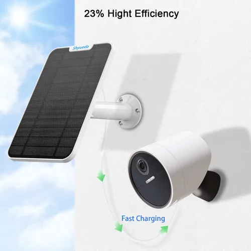 Vista 4 de Carga de panel solar de 4 W compatible solo con cámara de seguridad SimpliSafe para exteriores, con cable de carga impermeable de 13.1 pies, IP65