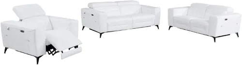 Vista 10 de BlackJack Furniture Ferrara - Sofá reclinable de cuero italiano de grano superior con puertos USB para cargar dispositivos, reposacabezas ajustables