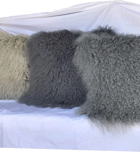 Vista 5 de Fundas de almohada de piel de oveja de cordero mongol tibetano, 100% lana de oveja mongol, súper suave, fundas de cojín decorativas