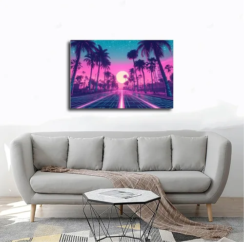 Vista 4 de Neon Vaporwave Art Print – Cyberpunk Aesthetic Wall Decor – Retro Futuristic Subculture Poster – Trendy Modern Artwork Poster Print for Teen Boys