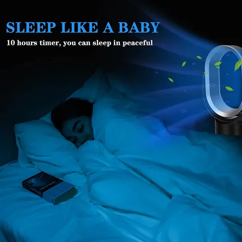 Vista 4 de Simple Deluxe Ventilador de torre portátil sin aspas, 10 ajustes de velocidad, cierre de temporizador de 10 horas, bajo ruido, ligero, 24 pulgadas