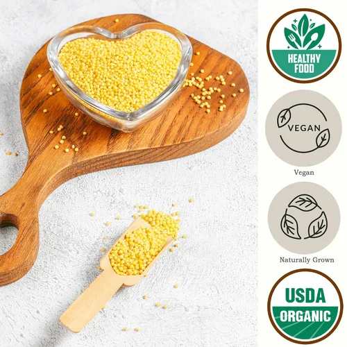 Vista 3 de Be Still Farms Grano de mijo descascarillado orgánico (5.8 libras) – Semillas de mijo entero a granel – Alto en fibra Cultivado en Estados Unidos