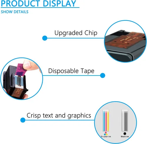 Vista 5 de Cartucho de tinta remanufacturado de alto rendimiento de repuesto para HP 62 XL 62XL C2P07AN compatible con impresora Envy 5640 5642 5643 5644 5646