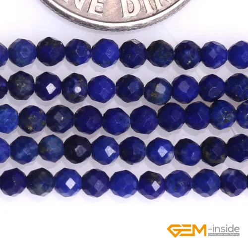 Vista 3 de GEM-Inside Cuentas espaciadoras redondas facetadas de gemas de lapislázuli azul natural semipreciosas de 2mm para hacer joyas 15