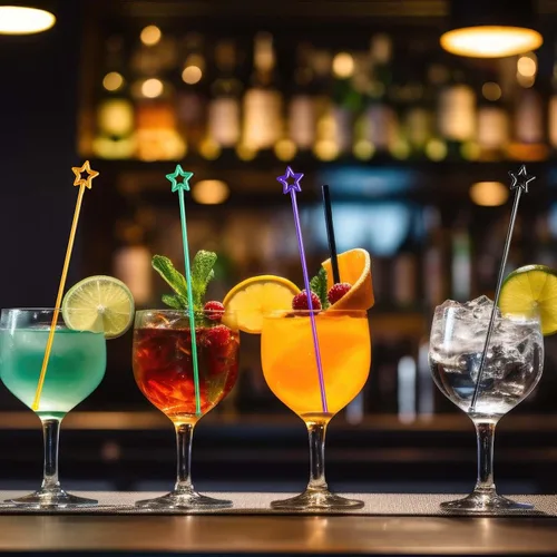 Vista 6 de Mudder 100 palitos Swizzle de 9.1 pulgadas, agitadores de cóctel de plástico para bar, de plástico desechable, estrella superior de cristal