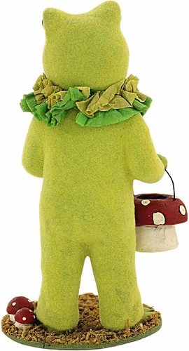 Vista 2 de Bethany Lowe Figura de rana Ollie vestida