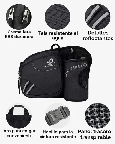 Vista 6 de Waterfly - Cangurera de senderismo con soporte para botella de agua para hombres y mujeres, para correr y pasear al perro, para iPhone 8 Plus