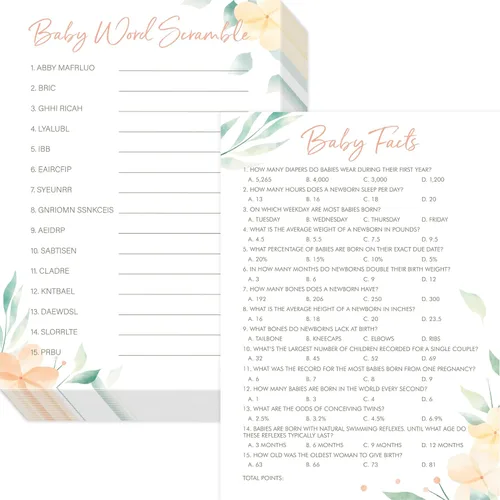Vista 10 de 55 piezas de juegos de baby shower, tarjetas de predicciones y adivina la frase con respuestas incluidas, juegos de baby shower divertidos de género