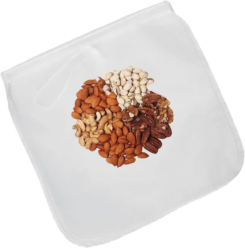 Vista 5 de Paquete de 2 bolsas reutilizables de malla fina de 150 micrones, bolsa de leche de nueces, colador de nailon para colar jugos de frutas, prensa