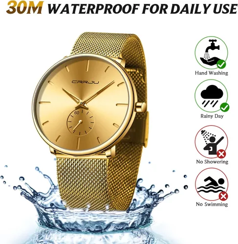 Vista 6 de Mens Watches Ultra-Thin Minimalist Waterproof - Fashion Wrist Watch for Men Unisex Dress with Stainless Steel Mesh Band
