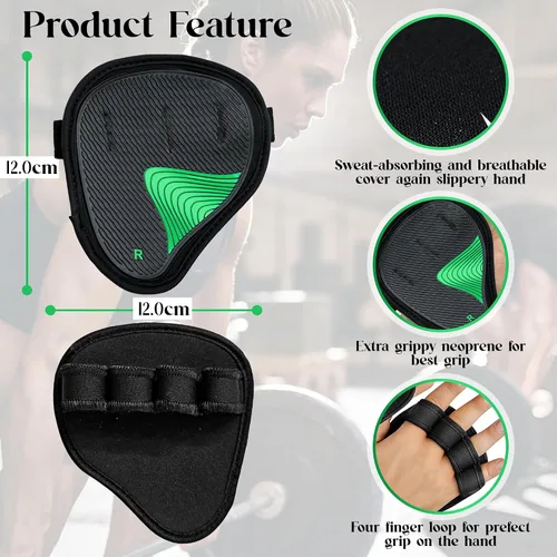 Vista 5 de Almohadillas de neopreno para levantamiento de pesas – Empuñaduras antideslizantes para hombres y mujeres – Guantes de entrenamiento alternativos