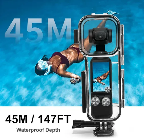 Vista 2 de FitStill Funda de buceo impermeable compatible con DJI Osmo Pocket 3,147FT/45M carcasa protectora subacuática con soporte de montaje Pocket3 Kit