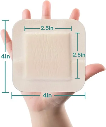 Vista 3 de Dimora Vendaje de espuma de silicona Silver Ag, vendaje estéril para heridas con borde adhesivo de silicona suave 4" x 4", apósitos impermeables