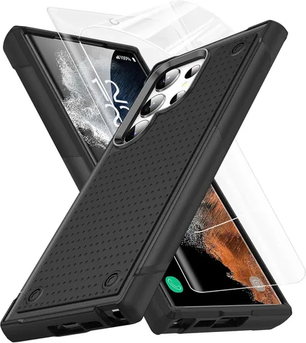 Vista 72 de Jeylly Funda para Samsung Galaxy S10 Plus S10+, ajuste delgado, doble capa, resistente, absorción de golpes, TPU con carcasa trasera de Negro