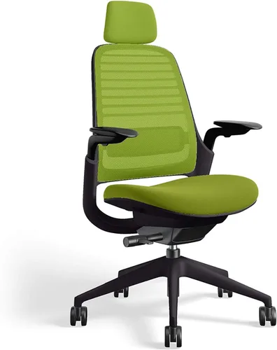 Vista 11 de Steelcase Silla de oficina serie 1 con reposacabezas, marco de grafito, regaliz Cogent Connect