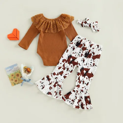 Vista 3 de fhutpw Ropa para bebé recién nacida, conjunto de 3 piezas para otoño e invierno