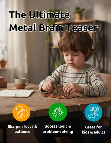 Vista 2 de Rompecabezas de bicicleta – Brainteaser de metal duradero de alta calidad Desafiante juego de lógica mecánica 3D, herramienta de enfoque y alivio