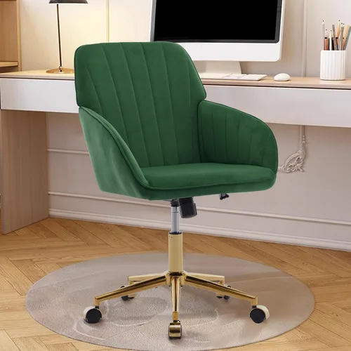 Vista 17 de Silla de escritorio de terciopelo para oficina en casa, bonita y cómoda silla giratoria de 360° con altura ajustable para adolescentes, mujeres