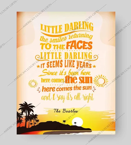 Vista 6 de AMERICAN LUXURY GIFTS Arte de pared con música retro Here Comes the Sun, póster con cita vintage para el hogar, la oficina o la cueva del hombre