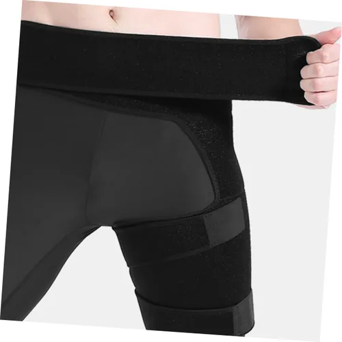 Vista 6 de Toyvian Soporte de compresión ajustable para cadera y muslo, correa de soporte con tensión elástica ancha, protector de cadera transpirable